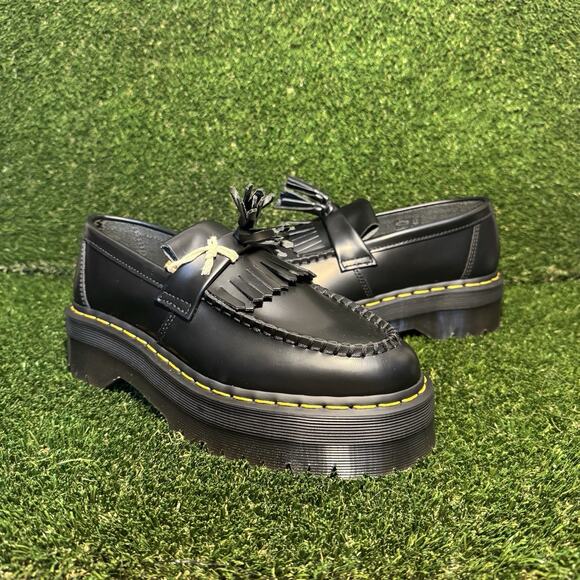 Doc Martens Black Leather Adrian Quad Tassel Loafers Men's 7/ Womens 8 - Picture 1 of 7